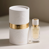 Emballage de parfum de luxe, boîtes en kraft dorées, flacons de parfum ronds, boîte cadeau, tube en papier
