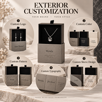 Boîte à tiroir rigide personnalisée en carton texturé avec languette de tirage pour présentoir à bijoux, pour bagues, boucles d'oreilles et colliers, avec marque privée