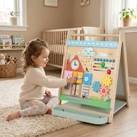 Chevalet en bois 2 en 1 avec tableau noir double face, jeu de dessin, jouet éducatif Montessori, tableau d'activités artistique pour enfants, garçons et filles