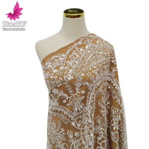 新しい到着フランスの女性のウェディングドレススパンコール付きビーズブライダルレース生地卸売価格HY2009-1 - Product Image 6