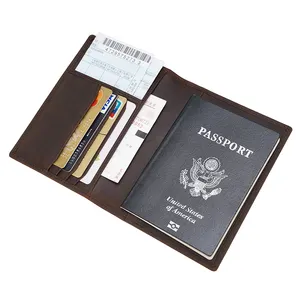 Titing定制个性化疯狂马皮护照夹钱包定制牛皮旅行护照和疫苗卡夹