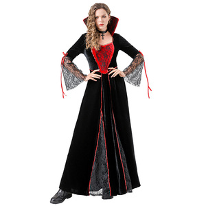 Disfraz de Bruja Demonio para Mujer Yi Xiaoyi, Vestido Largo de Terciopelo Negro y Rojo, Disfraz de Halloween para Adultos, Actuación en Escenario - Product Image 5