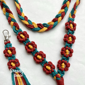 Cordón de poliéster de macramé con diseño floral, ecológico y duradero, con cierre de seguridad, para venta al por mayor, con logotipo personalizado, soporte para credencial de profesor, clip para llaves e identificación - Product Image 3