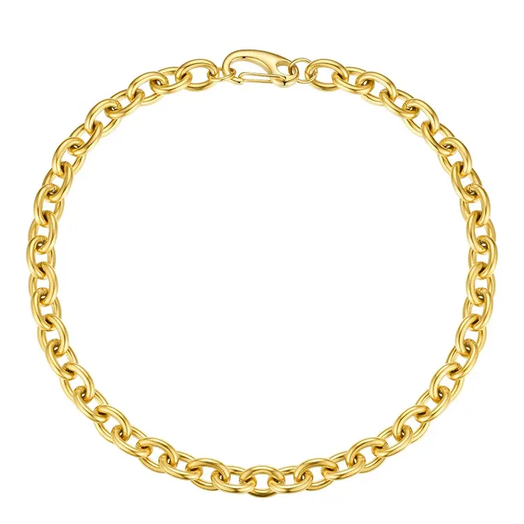 Neueste Hohe Qualität 18K Gold Überzogene Edelstahl Große Verschluss Design O Form Kette Halskette P203122