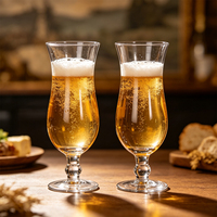 Verre à bière moderne en verre soufflé sans plomb de haute qualité, fait main, résistant au lave-vaisselle, transparent, avec pied, écologique, pour