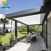 Pergola bioclimatique en aluminium motorisée rétractable pour jardin, balcon, terrasse, avec toit à lames orientables intelligentes et protection solaire extérieure