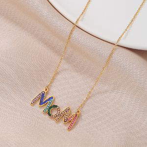 Collar de mamá de circón colorido chapado en oro de joyería de Venta caliente para mujeres collares de regalo del Día de la madre para mamá y <span class=keywords><strong>Mon</strong></span> - Product Image 3