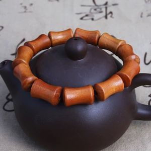 สร้อยข้อมือไม้พีชลายไม้ไผ่สุดเก๋และประณีต สไตล์จีน สร้อยข้อมือคู่รัก สร้อยข้อมือลูกปัดแฟชั่น - Product Image 3