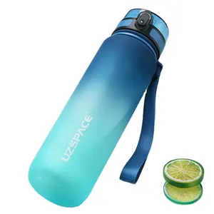 UZSPACE Leakproof Water Bottle with Time Marker & Straw lid to Ensure You Drink Enough Water Throughout The Day for Fitness