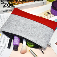 Petit sac de maquillage cosmétique en feutre avec logo personnalisé sac à fermeture éclair pour pochettes à crayons et sacs à crayons