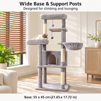 Arbre à chat multi-niveaux en peluche avec poteaux à gratter, condo pour chat et hamac pour chats d'intérieur