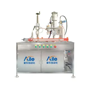 4 In 1 Semi automatic lubricating oil aerosol filling machine automatic push bottle filling sealing and gas filling