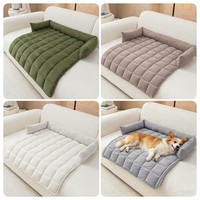 Coussin pour chien en velours côtelé doux, grand canapé pour animaux de compagnie avec côtés surélevés pour dormir et se reposer à l'intérieur