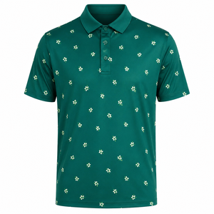 Camiseta de Polo de Golf con Estampado de Trébol Personalizada para Hombre, Ropa de Golf Elástica que Absorbe la Humedad, Fabricante de Marca Privada OEM ODM - Product Image 5