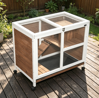 Cage à Cochon d'Inde Moderne de Luxe en Bois pour Intérieur, Cage à Lapin à 2 Étages avec Roues, Conception Écologique, Facile à Nettoyer, Plateau Amovible