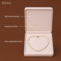 Élégante boîte à collier en velours à ouverture rabattable avec insert en forme de cœur, étui à bijoux en perles pour cadeau d'anniversaire