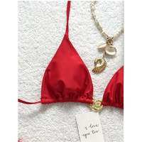 Bikini Rojo Sexy de Verano, Conjunto de 3 Piezas, Traje de Baño con Shorts para Vacaciones en la Playa 2026 para Chicas Jóvenes