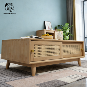 Table basse moderne en bois massif à 2 tiroirs, nouveau design, mobilier de maison, vente en gros Chine, excellent prix, personnalisation, grand stock, dropshipping - Product Image 1