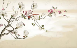 Personalizado HD clásico <span class=keywords><strong>pintado</strong></span> a mano Magnolia flor pájaro volador sala de estar dormitorio Fondo impreso <span class=keywords><strong>papel</strong></span> tapiz - Product Image 4