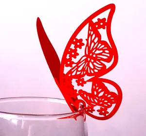 MU 2023 3d Butterfly Beautiful Love Heart Laser Cut Place Card Holder High Quality Name Card Wedding Table Decoration