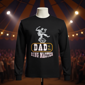 Dad Of The <b>Ring</b> Master Long Sleeve T-Shirt Unicycle Performer Design Black - Product Image 3