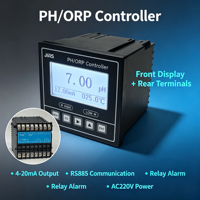 Pengontrol PH ORP Panel Mount JIRS Perlindungan Kata Sandi Perlindungan Lonjakan ESD Lampu Latar LCD Dapat Disesuaikan Dengan Relay Ganda