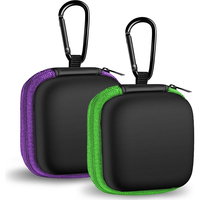 Tas Earphone EVA Busa Anti-benturan dengan Saku Jaring Resleting, Kantong Penyimpanan Perjalanan untuk Earbud Nirkabel dan Kabel Audio