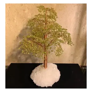BD- C1732 Gemstone energy tree crystal 20*30cm white drusy quartz base healing tree ornaments fengshui tree of life