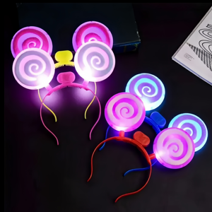 Top vente LED paillettes sucette bandeau en plastique luminescent épingle à cheveux pour les enfants retour à l'école Halloween Graduation Diwali - Product Image 2