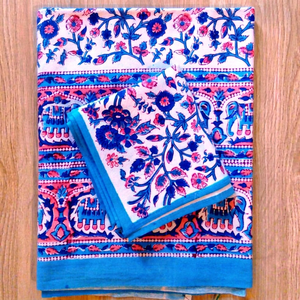 Wholesale Handmade Organic Luxury Rectangle Cotton Block Printed Fabric <b>Table</b> Cover Napkins Set Wedding Party Dinner Accessories - Product Image 1
