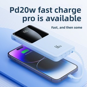 Batería Externa de Plástico Certificada de Nuevo Estilo Transfronterizo, 20000 mAh, Carga Rápida de 22.5W, Gran Capacidad, Cable Integrado, Modelo P2 - Product Image 4