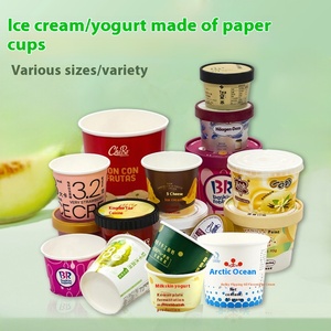Heyi personalizzabile carta artigianale biodegradabile monouso tazza per gelato e timbratura coperchio imballaggio per uso Logo personalizzato
