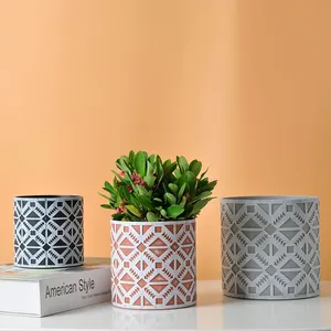 3-teiliges Keramik-Überflächen-Blumentopf-Set Innenraum-Blumentopf-Set 4/5/6 Zoll moderner dekorativer Blumentopf