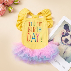 Doğum Günü Evcil Hayvanları Yeni Stil Köpek ve Kedi Giysileri Elbise, İki Ayaklı Kıyafetler, Elbise, <span class=keywords><strong>S</strong></span>ınır Ötesi Sevimli Evcil Hayvan Giysileri, Her Mevsim - Product Image 5