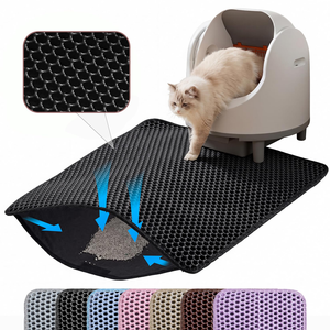 Customizable Double Layer EVA Silicone <b>Cat</b> Litter Trapping Mat Honeycomb Design Odor Control Waterproof Easy Clean <b>Cat</b> Litter - Product Image 1
