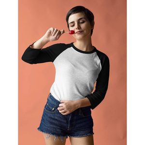 Custom 6 Pack Unisex <b>Raglan</b> Sleeve T-Shirt 3/4 Length Cotton Jersey Breathable Men's <b>Top</b> - Product Image 4