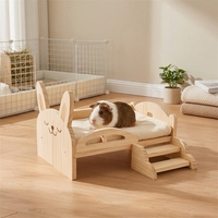Abri en bois pour cochon d'Inde avec escalier, petite maison pour animaux de compagnie pour hamster, lapin, chinchilla, abri intérieur moderne, confortable et chaud, décoration de cage