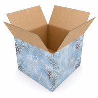 Boîte en carton ondulé bleu glace personnalisée pour Noël, emballage cadeau imprimé pour les marques de boîtes d'expédition de détail et de vente en gros pour les fêtes