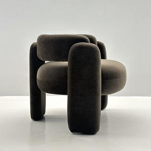 Fauteuil de salon moderne de style nordique en tissu bouclé avec design incurvé, chaise de loisirs convertible simple et créative - Product Image 3