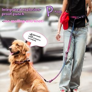 Laisse pour animaux de compagnie multifonctionnelle intégrée rembourrée, nouvelle, pour petites races, <span class=keywords><strong>entraînement</strong></span> mains libres, croisée, extérieure, en nylon réfléchissant - Product Image 1