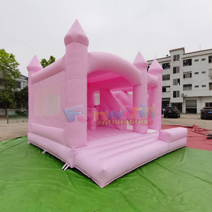 Commercial <b>inflatable</b> pink castle bounce house with slide for outdoor party chateau gonflable de mariage - Product Image 4