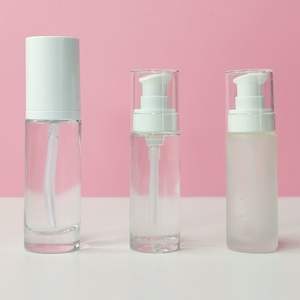 Cosmetic Packaging Frosted Glass Airless <b>Pump</b> <b>Bottles</b> Clear Liquid Foundation Container Glass <b>Bottle</b> - Product Image 1