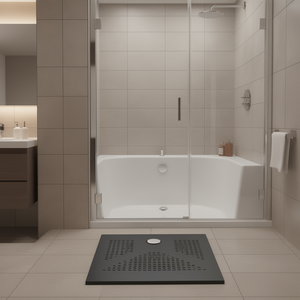 Plato de ducha de cerámica blanco mate 80 x 80 cm H3.6 cuadrado para uso en baño - Product Image 3