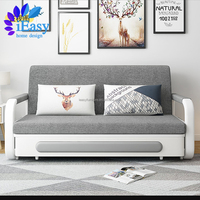 Sofá Cama Extraíble con Estructura Metálica IEasy, Plegable con Almacenamiento, Sofá Cama Moderno Plegable de Tres Plazas