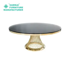 SK-YHZ-K002 Factory Wholesale Round Table Suitable for Weddings and Events Stainless Steel Wedding Table Gold Luxury Gold Dining