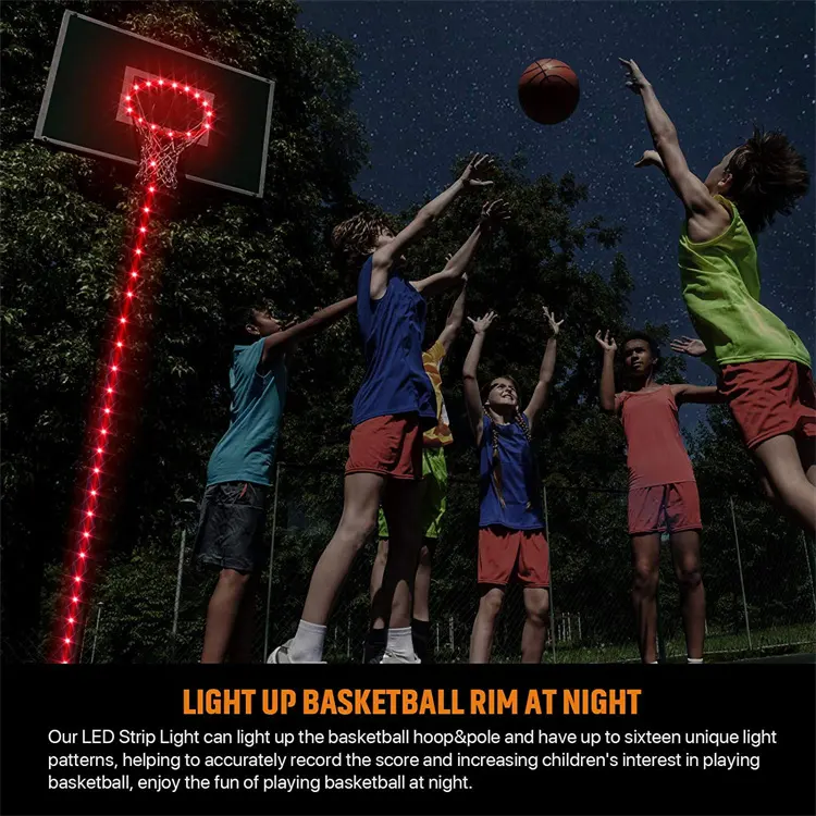 Không thấm nước pin hộp điện RGB màu thay đổi LED bóng rổ Hoop ánh sáng cho trò chơi ngoài trời và Đào tạo