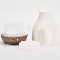 Humidificateur ultrasonique USB de bureau personnalisé en usine Base de grain de bois Diffuseur d'huile aromatique en céramique à LED pour aromathérapie