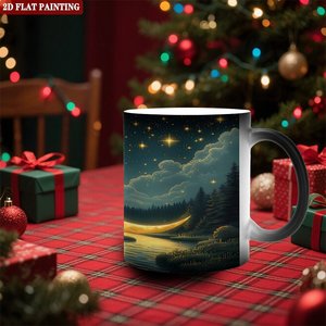 Tasse en céramique 11oz, mug à sublimation magique changeant de couleur avec motif ciel nocturne et lune - Product Image 2