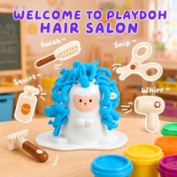 Ensemble de 16 pièces de pâte à modeler colorée pour enfants, jeu d'imitation de salon de coiffure, pâte à modeler colorée pour coiffure, jouet artistique en pâte à modeler et kit d'outils