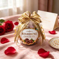 Caja de Regalo de Chocolate Esférica Transparente Envuelta en Cinta Dorada RISHDENE, Envoltorio Mixto para Dulces de Chocolate con Nueces para Recuerdos de Boda